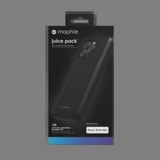 Etui Mophie Juice Pack do iPhone 15 Pro Max z wbudowanym powerbankiem 3000 mAh - czarne