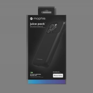 Etui Mophie Juice Pack do iPhone 15 Pro z wbudowanym powerbankiem 2400 mAh - czarne