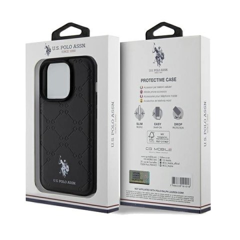 Etui U.S. Polo Assn. Yoke Pattern na iPhone 15 Pro Max - czarne Etui U.S. Polo Assn. Yoke Pattern na iPhone 15 Pro Max - czarne