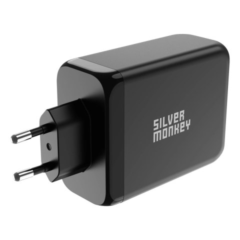 Ładowarka GaN Silver Monkey SMA153 200W 3xUSB-C PD USB-A QC 3.0 - czarna Ładowarka GaN Silver Monkey SMA153 200W 3xUSB-C PD USB-A QC 3.0 - czarna