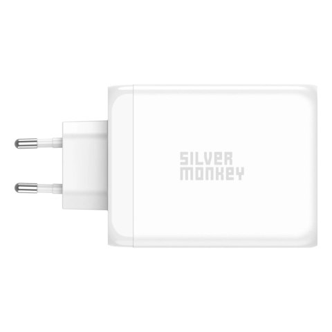 Ładowarka GaN Silver Monkey SMA154 200W 3xUSB-C PD USB-A QC 3.0 - biała Ładowarka GaN Silver Monkey SMA154 200W 3xUSB-C PD USB-A QC 3.0 - biała