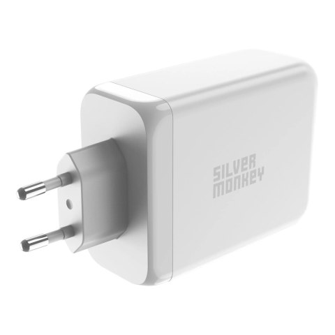Ładowarka GaN Silver Monkey SMA154 200W 3xUSB-C PD USB-A QC 3.0 - biała Ładowarka GaN Silver Monkey SMA154 200W 3xUSB-C PD USB-A QC 3.0 - biała
