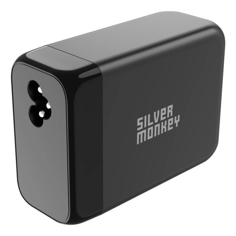 Ładowarka GaN Silver Monkey SMA155 200W 3xUSB-C PD USB-A QC 3.0 z odłączanym kablem zasilającym - czarna Ładowarka GaN Silver Monkey SMA155 200W 3xUSB-C PD USB-A QC 3.0 z odłączanym kablem zasilającym - czarna