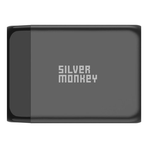 Ładowarka GaN Silver Monkey SMA155 200W 3xUSB-C PD USB-A QC 3.0 z odłączanym kablem zasilającym - czarna Ładowarka GaN Silver Monkey SMA155 200W 3xUSB-C PD USB-A QC 3.0 z odłączanym kablem zasilającym - czarna
