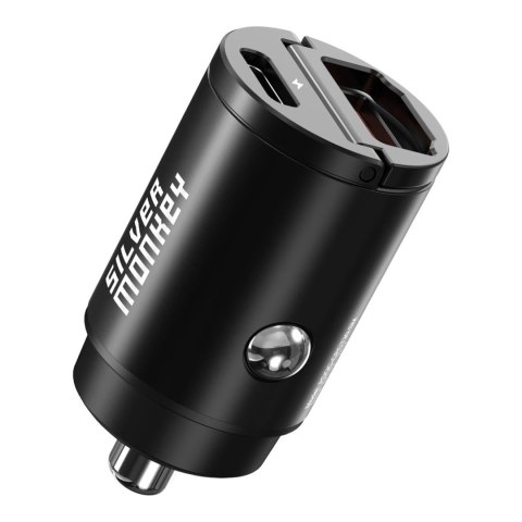 Ładowarka samochodowa Silver Monkey PDQC-CPCT30-SM 30W 1x USB-C PD 1xUSB-A QC - czarna Ładowarka samochodowa Silver Monkey PDQC-CPCT30-SM 30W 1x USB-C PD 1xUSB-A QC - czarna