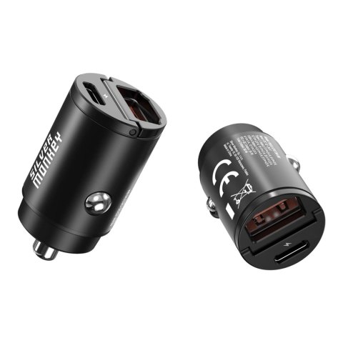 Ładowarka samochodowa Silver Monkey PDQC-CPCT30-SM 30W 1x USB-C PD 1xUSB-A QC - czarna Ładowarka samochodowa Silver Monkey PDQC-CPCT30-SM 30W 1x USB-C PD 1xUSB-A QC - czarna