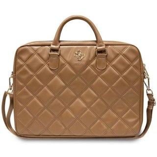 Torba Guess Quilted 4G na laptopa 16" - brązowa