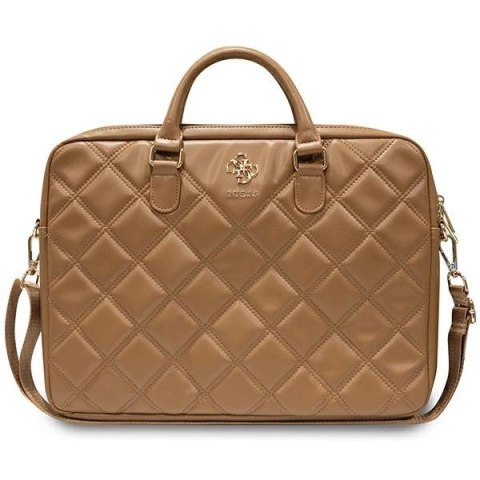 Torba Guess Quilted 4G na laptopa 16" - brązowa Torba Guess Quilted 4G na laptopa 16" - brązowa