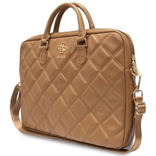 Torba Guess Quilted 4G na laptopa 16" - brązowa
