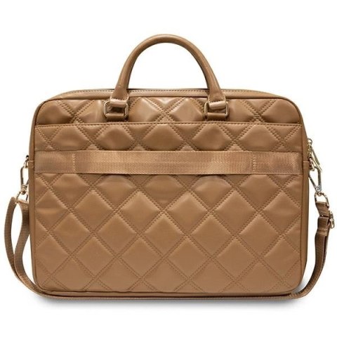 Torba Guess Quilted 4G na laptopa 16" - brązowa Torba Guess Quilted 4G na laptopa 16" - brązowa