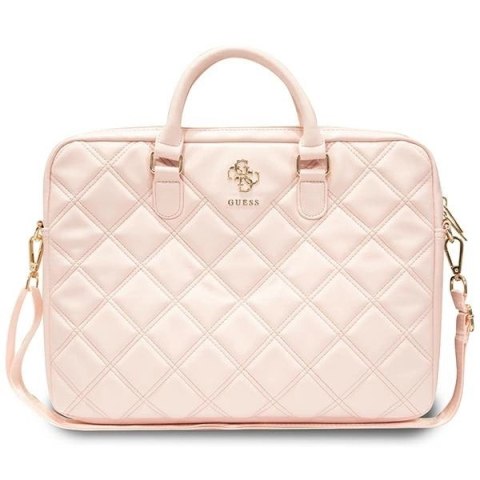 Torba Guess Quilted 4G na laptopa 16" - różowa Torba Guess Quilted 4G na laptopa 16" - różowa