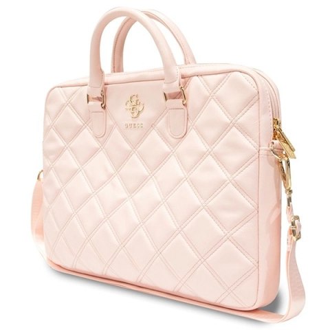 Torba Guess Quilted 4G na laptopa 16" - różowa Torba Guess Quilted 4G na laptopa 16" - różowa