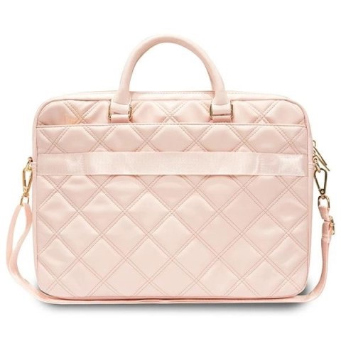 Torba Guess Quilted 4G na laptopa 16" - różowa Torba Guess Quilted 4G na laptopa 16" - różowa