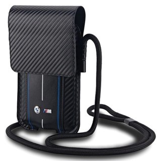Torebka BMW Carbon & Blue Stripe na telefon - czarna