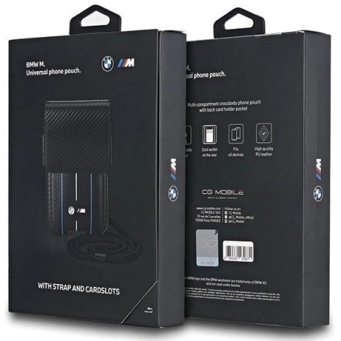 Torebka BMW Carbon & Blue Stripe na telefon - czarna Torebka BMW Carbon & Blue Stripe na telefon - czarna