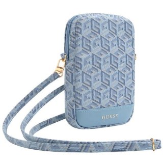 Torebka Guess Zip GCube Bottom Stripe na telefon - niebieska