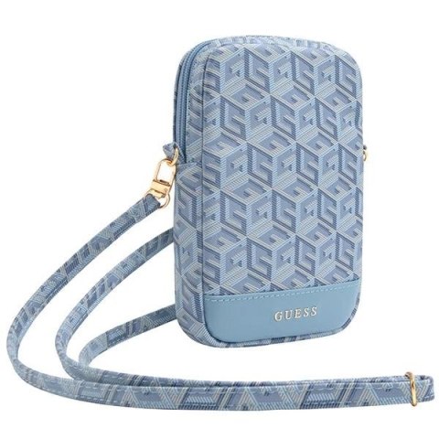 Torebka Guess Zip GCube Bottom Stripe na telefon - niebieska