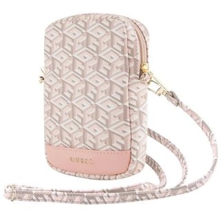 Torebka Guess Zip GCube Bottom Stripe na telefon - różowa