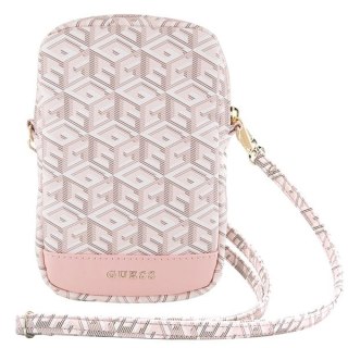 Torebka Guess Zip GCube Bottom Stripe na telefon - różowa