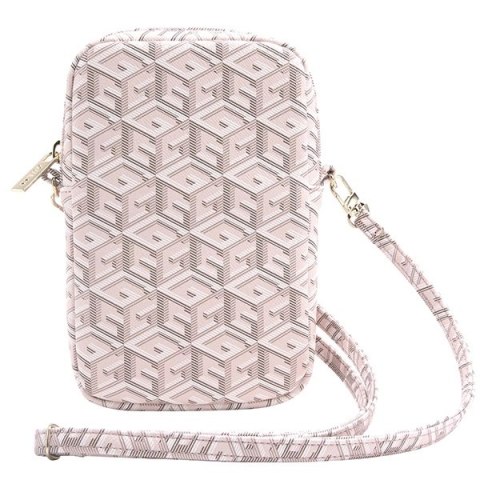 Torebka Guess Zip GCube Bottom Stripe na telefon - różowa