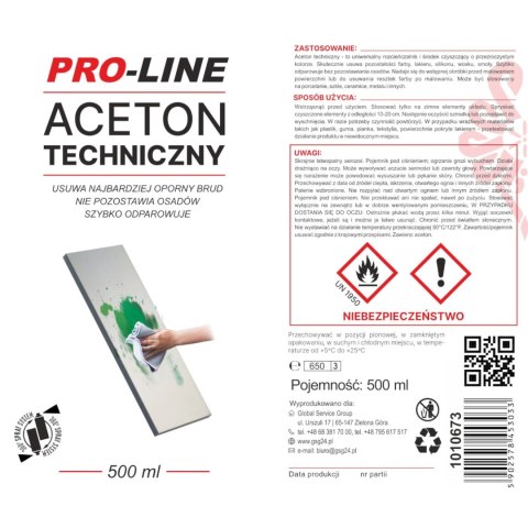 Aceton techniczny 100% w sprayu PRO-LINE spray 500ml Aceton techniczny 100% w sprayu PRO-LINE spray 500ml