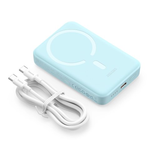 Powerbank Baseus Magnetic Mini indukcyjny 10000mAh 30W - niebieski + kabel USB-C - USB-C Powerbank Baseus Magnetic Mini indukcyjny 10000mAh 30W - niebieski + kabel USB-C - USB-C