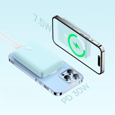 Powerbank Baseus Magnetic Mini indukcyjny 10000mAh 30W - niebieski + kabel USB-C - USB-C Powerbank Baseus Magnetic Mini indukcyjny 10000mAh 30W - niebieski + kabel USB-C - USB-C