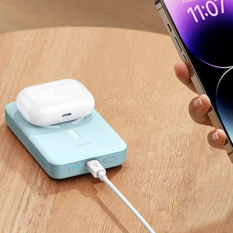 Powerbank Baseus Magnetic Mini indukcyjny 10000mAh 30W - niebieski + kabel USB-C - USB-C Powerbank Baseus Magnetic Mini indukcyjny 10000mAh 30W - niebieski + kabel USB-C - USB-C