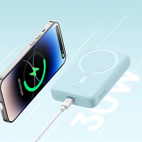 Powerbank Baseus Magnetic Mini indukcyjny 10000mAh 30W - niebieski + kabel USB-C - USB-C Powerbank Baseus Magnetic Mini indukcyjny 10000mAh 30W - niebieski + kabel USB-C - USB-C