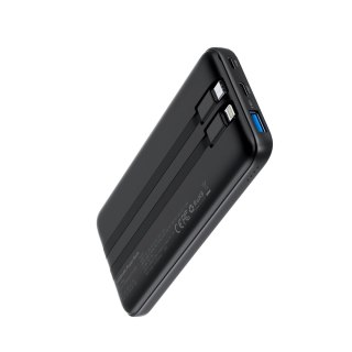 Powerbank Choetech B654 10000mAh 22.5W USB-A / USB-C / micro USB z wbudowanym kablem USB-C / Lightning - czarny