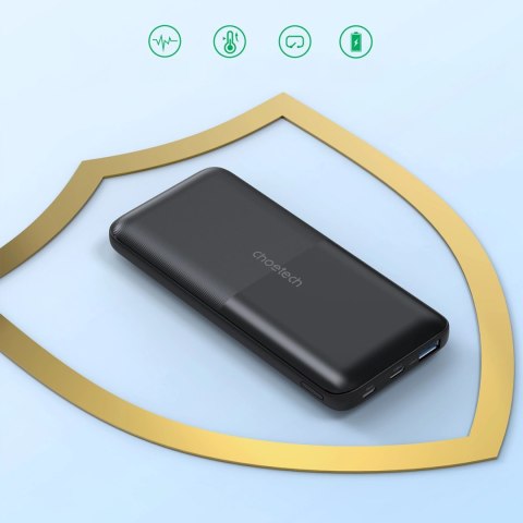 Powerbank Choetech B654 10000mAh 22.5W USB-A / USB-C / micro USB z wbudowanym kablem USB-C / Lightning - czarny Powerbank Choetech B654 10000mAh 22.5W USB-A / USB-C / micro USB z wbudowanym kablem USB-C / Lightning - czarny