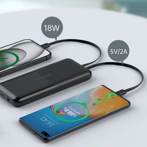 Powerbank Choetech B654 10000mAh 22.5W USB-A / USB-C / micro USB z wbudowanym kablem USB-C / Lightning - czarny Powerbank Choetech B654 10000mAh 22.5W USB-A / USB-C / micro USB z wbudowanym kablem USB-C / Lightning - czarny