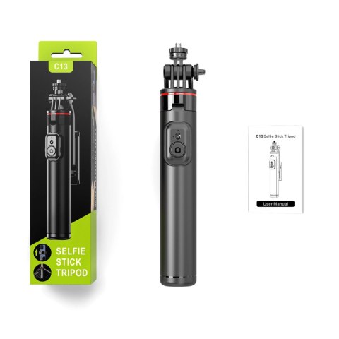 Selfie stick WC1Y3S teleskopowy tripod 1.3m z uchwytem na telefon - czarny Selfie stick WC1Y3S teleskopowy tripod 1.3m z uchwytem na telefon - czarny