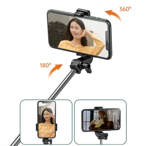 Selfie stick WHS1Y teleskopowy tripod 1m z uchwytem na telefon - czarny Selfie stick WHS1Y teleskopowy tripod 1m z uchwytem na telefon - czarny