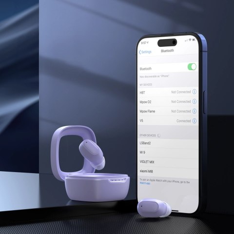 Słuchawki Choetech MEMS bezprzewodowe TWS Bluetooth 5.3 - fioletowe Słuchawki Choetech MEMS bezprzewodowe TWS Bluetooth 5.3 - fioletowe