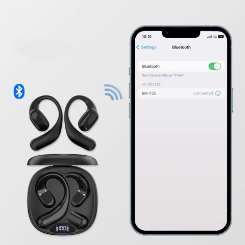 Słuchawki Choetech OWS bezprzewodowe TWS Bluetooth 5.3 - czarne Słuchawki Choetech OWS bezprzewodowe TWS Bluetooth 5.3 - czarne