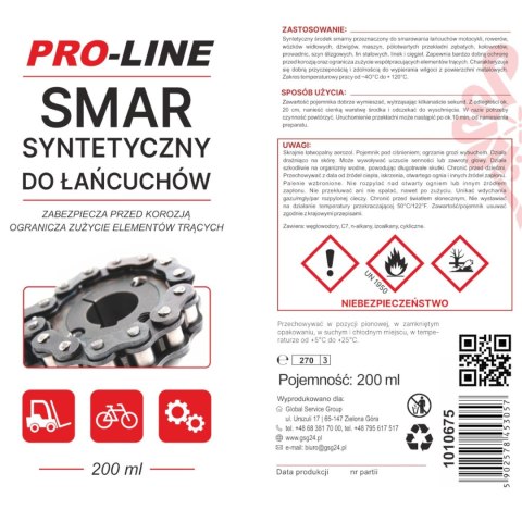 Syntetyczny smar do łańcuchów PRO-LINE spray 200ml Syntetyczny smar do łańcuchów PRO-LINE spray 200ml