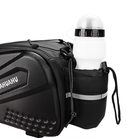 Torba rowerowa WYA36Y7S na bagażnik z długim paskiem i rozszerzanymi kieszeniami bocznymi - czarna