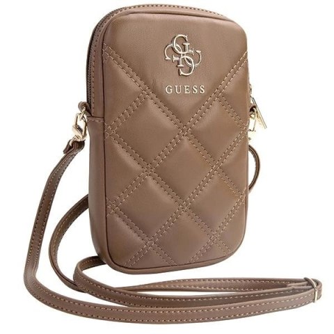 Torebka Guess Zip Quilted 4G - brązowa