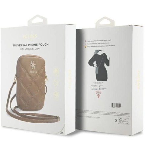Torebka Guess Zip Quilted 4G - brązowa