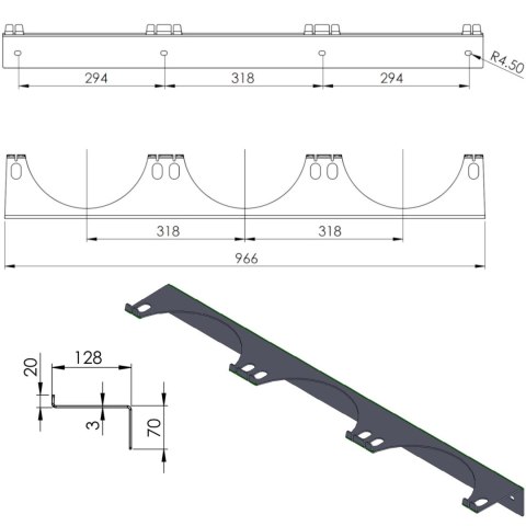 Uchwyt ścienny na 3 butle gazowe maks. śr. butli 250 mm PRO-LINE Uchwyt ścienny na 3 butle gazowe maks. śr. butli 250 mm PRO-LINE