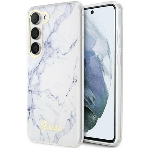 Guess nakładka do Samsung Galaxy S23 Ultra GUHCS23LPCUMAH biała HC PU/TPU Marble Guess nakładka do Samsung Galaxy S23 Ultra GUHCS23LPCUMAH biała HC PU/TPU Marble