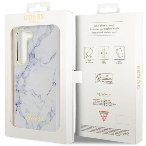 Guess nakładka do Samsung Galaxy S23 Ultra GUHCS23LPCUMAH biała HC PU/TPU Marble Guess nakładka do Samsung Galaxy S23 Ultra GUHCS23LPCUMAH biała HC PU/TPU Marble