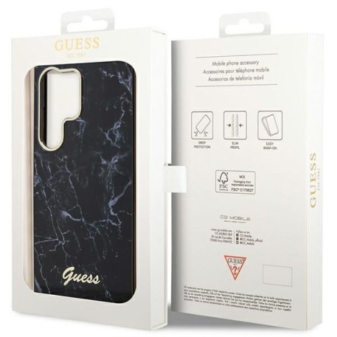 Guess nakładka do Samsung Galaxy S23 Ultra GUHCS23LPCUMAK czarna HC PU/TPU Marble Guess nakładka do Samsung Galaxy S23 Ultra GUHCS23LPCUMAK czarna HC PU/TPU Marble