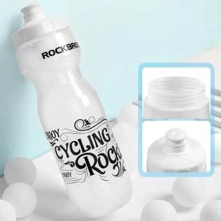 Bidon sportowy Rockbros DCBT69C z uszczelką 750 ml - biały z czarnym napisem