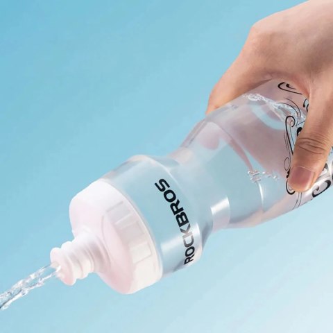 Bidon sportowy Rockbros DCBT69C z uszczelką 750 ml - biały z czarnym napisem Bidon sportowy Rockbros DCBT69C z uszczelką 750 ml - biały z czarnym napisem