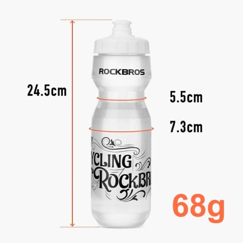 Bidon sportowy Rockbros DCBT69C z uszczelką 750 ml - biały z czarnym napisem Bidon sportowy Rockbros DCBT69C z uszczelką 750 ml - biały z czarnym napisem