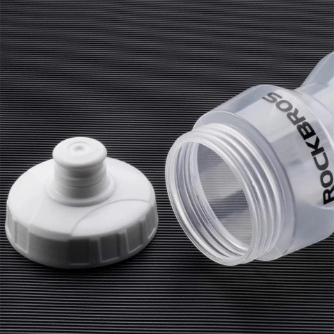Bidon sportowy Rockbros DCBT69C z uszczelką 750 ml - biały z czarnym napisem Bidon sportowy Rockbros DCBT69C z uszczelką 750 ml - biały z czarnym napisem