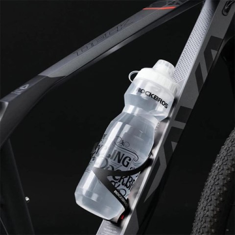 Bidon sportowy Rockbros DCBT69C z uszczelką 750 ml - biały z czarnym napisem Bidon sportowy Rockbros DCBT69C z uszczelką 750 ml - biały z czarnym napisem