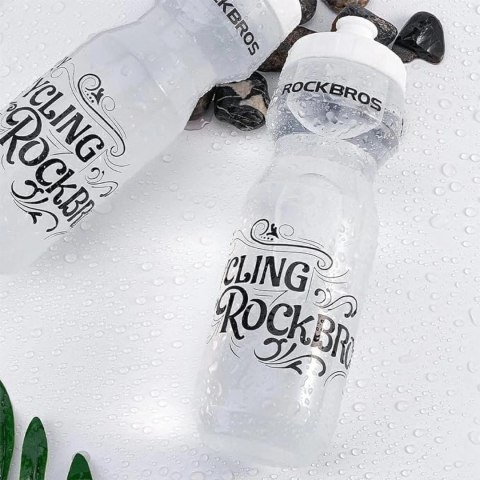Bidon sportowy Rockbros DCBT69C z uszczelką 750 ml - biały z czarnym napisem Bidon sportowy Rockbros DCBT69C z uszczelką 750 ml - biały z czarnym napisem